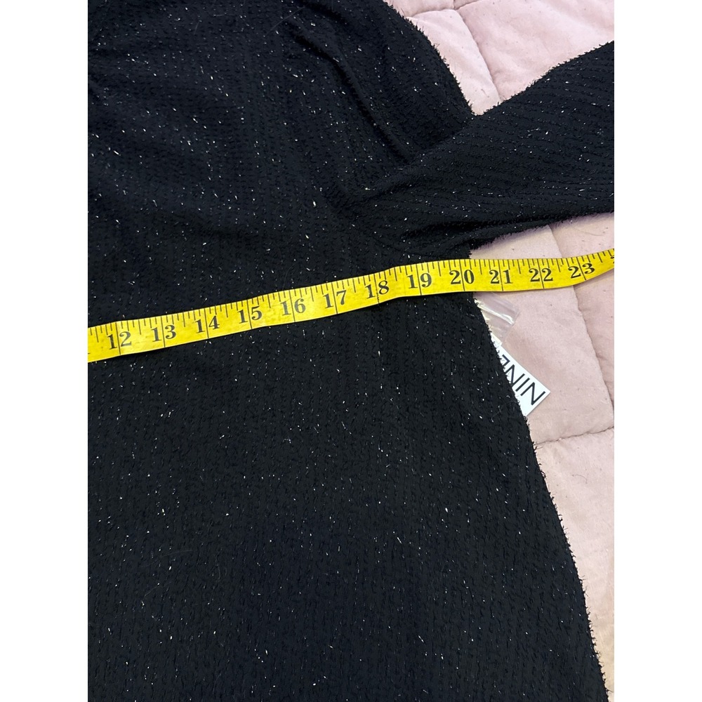 NEW Nine West Womens Black Longsleeve Tie Neck Sparkle Blouse Top, Size M - Picture 8 of 9